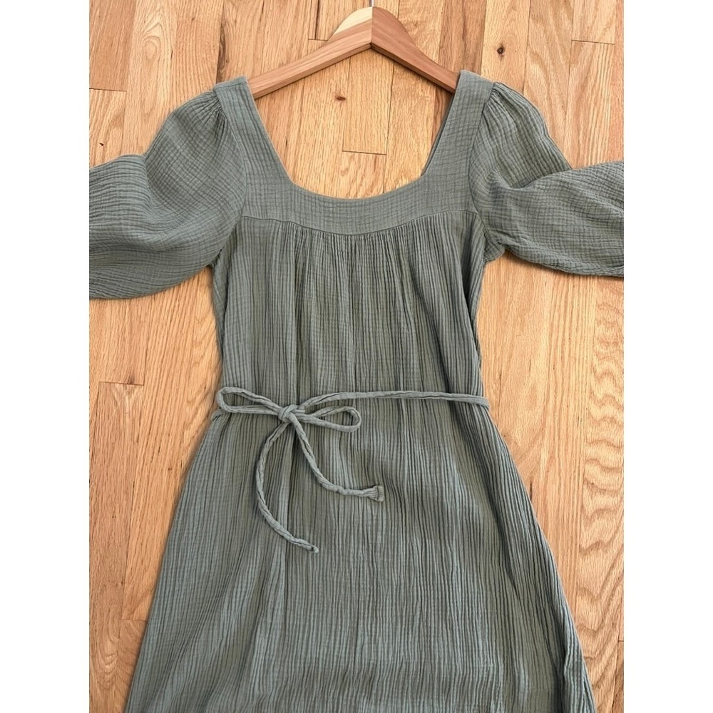 Christy Dawn Bianca Organic Cotton Gauze Midi Dress Sage Green Tiered S - Picture 2 of 9